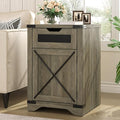 Farmhouse End Table with Charging Station, 26.4" Tall Rustic Nightstand with by FiveWillowise