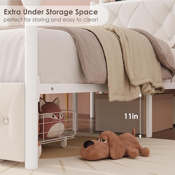 Keyluv Twin Upholstered Canopy Bed Frame - Image 7