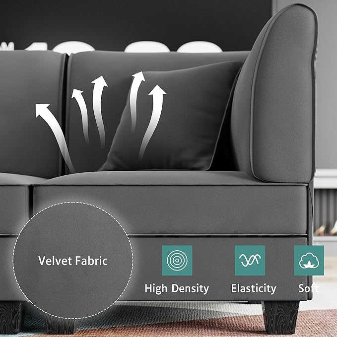Shintenchi 6 Pieces Sectional Couch Modular Sofa, U Shaped Reversible Chaise - Image 4