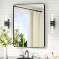 TETOTE Black Bathroom Mirror 24 x 32 Matte Black Metal Framed Vanity Mirror by TETOTE