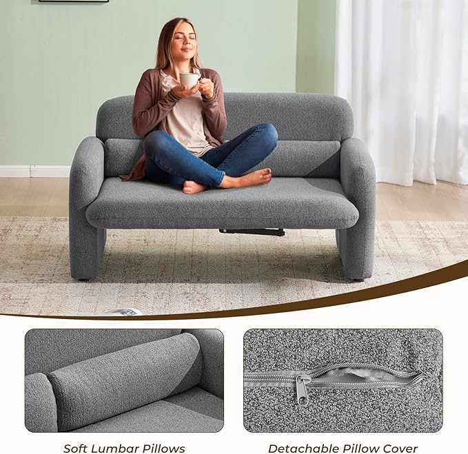 Furnimart Modern Loveseat Sofa, Comfy Upholstered Minimalist Couch, Small - Image 6