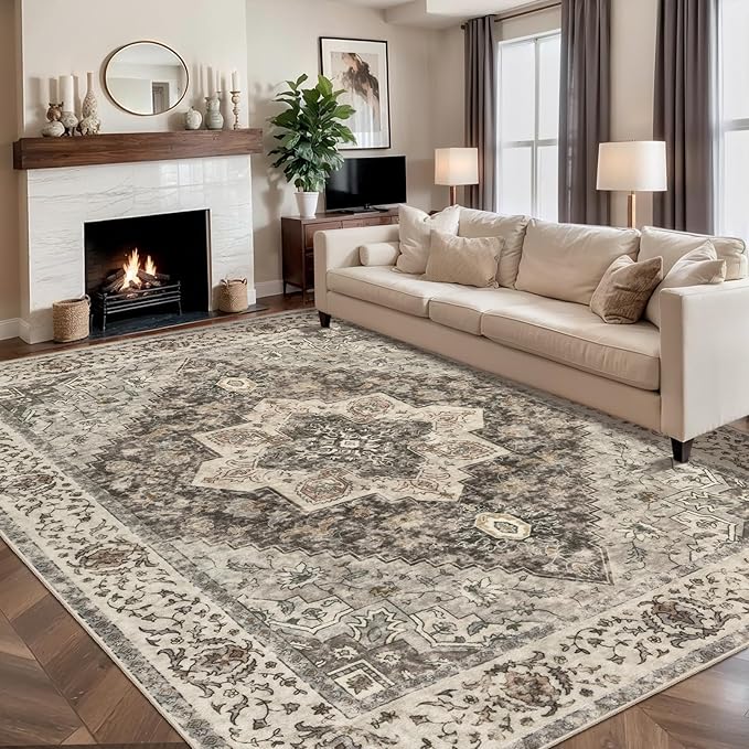 9x12 Vintage Area Rugs for Living Room, Washable Indoor Non Slip Large Area Rugs - Image 3