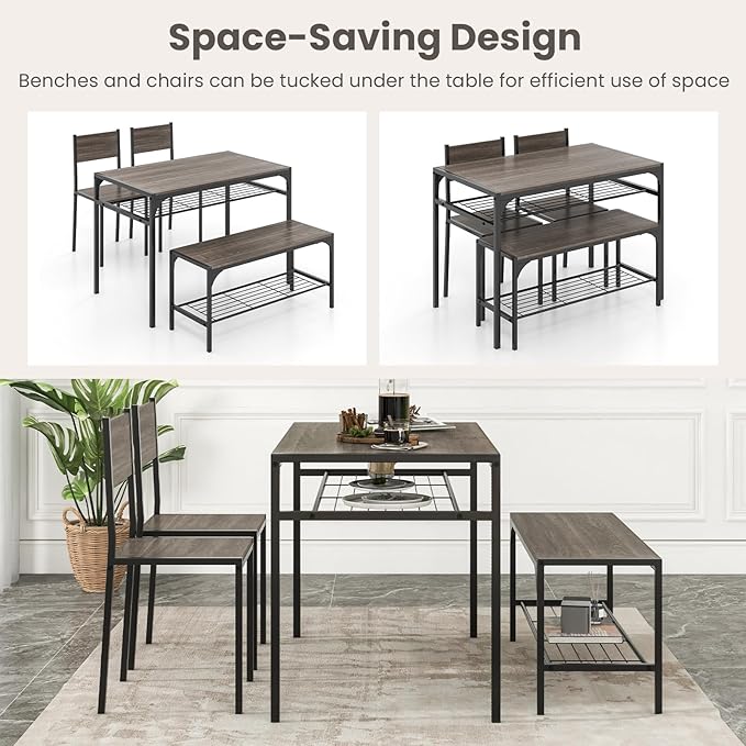 Tangkula Dining Table Set for 4, Kitchen Table and 2 Chairs for 4 - Image 5
