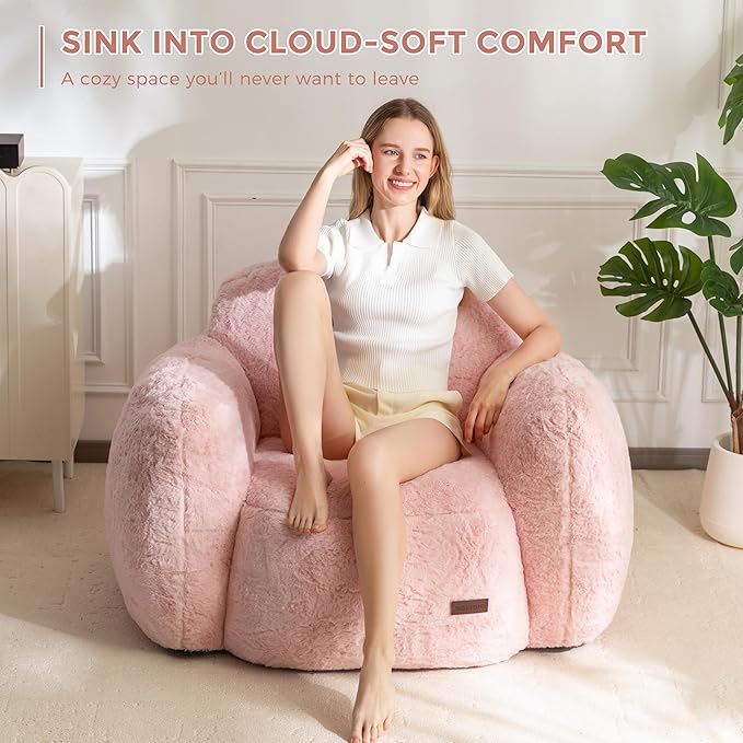 MAXYOYO Bean Bag Chair, Comfy Pebble Shaped Single Bean Bag Sofa - Image 3