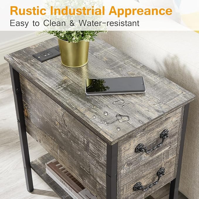 VECELO End Tables, Narrow Nightstands - Image 10