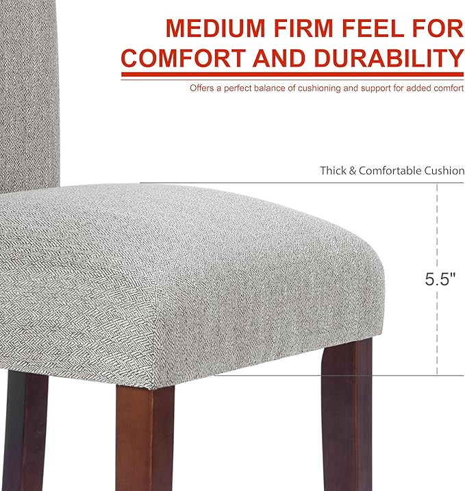 HomePop Parsons Classic Upholstered Accent Dining Chair, Single Pack, Light Grey - Image 3