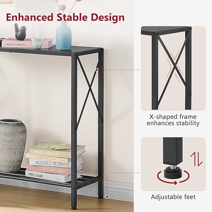 Tajsoon Small Entryway Table, 2-Tier Narrow Consle Table - Image 5