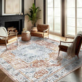 Area Rug 10x14 Washable Tangerine Vintage Traditional Mat Distressed Indoor by CHAMPLANT