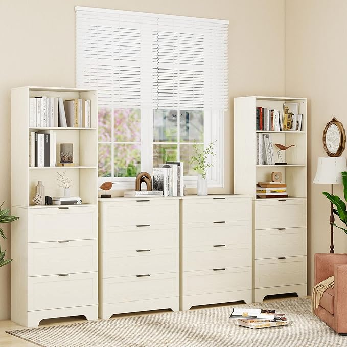 6 Tier Book Shelf with Drawers, Free Standing Tall Bookshelf with Cabinet - Image 9