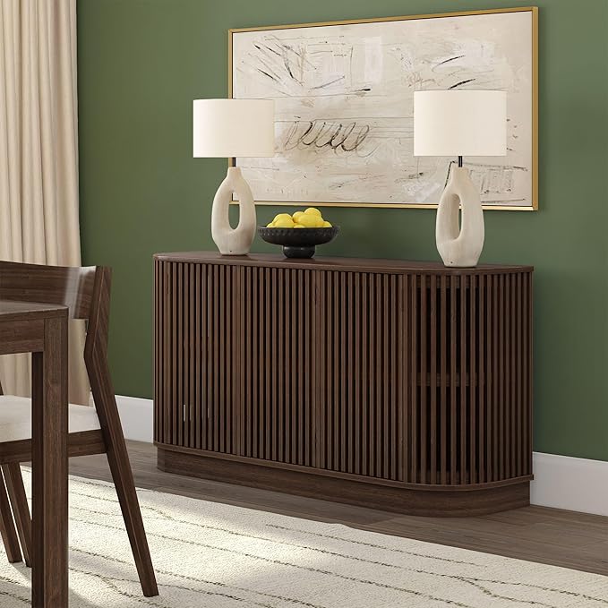 Plank+Beam Contour Wood TV Stand, Three Door Solid Wood Entertainment Console - Image 8