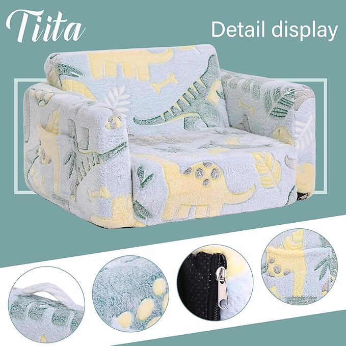 Tiita Kids Sofa, 2-in-1 Kid Sofa, Convertible Children Couch to Lounger - Image 4