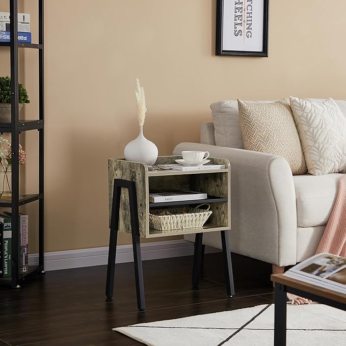 VECELO Night Stand Industrial End Table, Bedside Table - Image 5