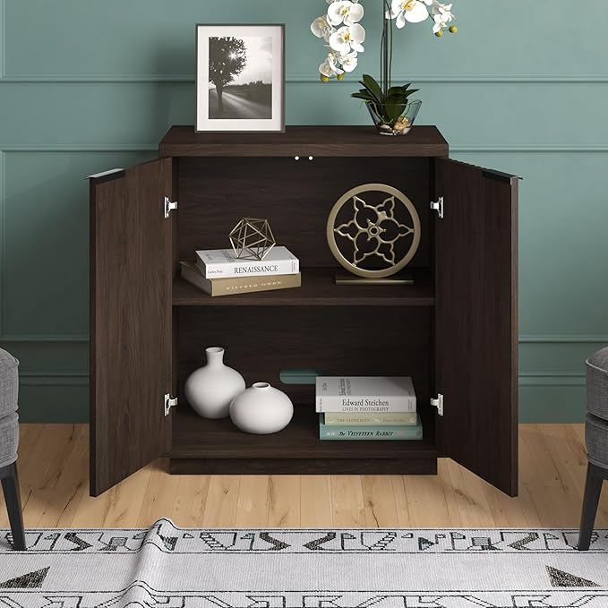 Henn&Hart 28" Wide Rectangular Accent Cabinet in Alder Brown, - Image 4