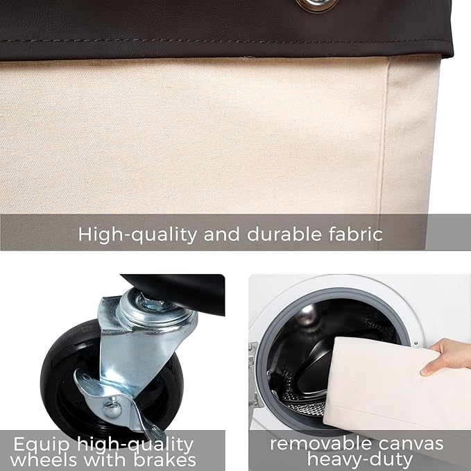 FLYBOX Laundry Hamper with Wheels, 160L Clothes Large Laundry Basket with Steel - Image 4