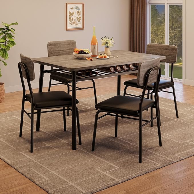 5-Piece Dining Table Set for 4, Wood Kitchen - Image 4