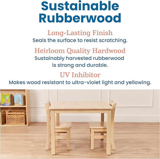 ECR4Kids 30in x 30in Square Hardwood Table and Chair Set, 12in Seat Height - Image 7