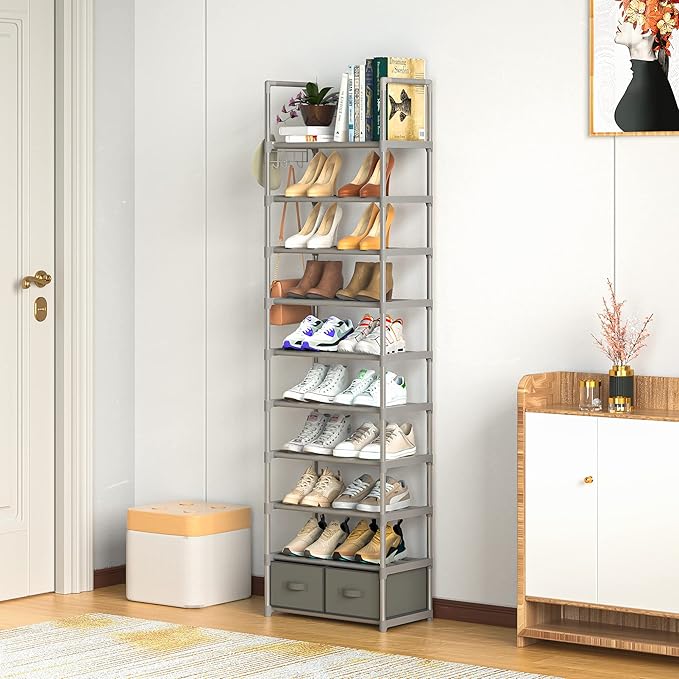 Shoe Rack, Sturdy Metal Shoes Rack Organizer, Narrow Shoe Rack, Shoe Racks - Image 6