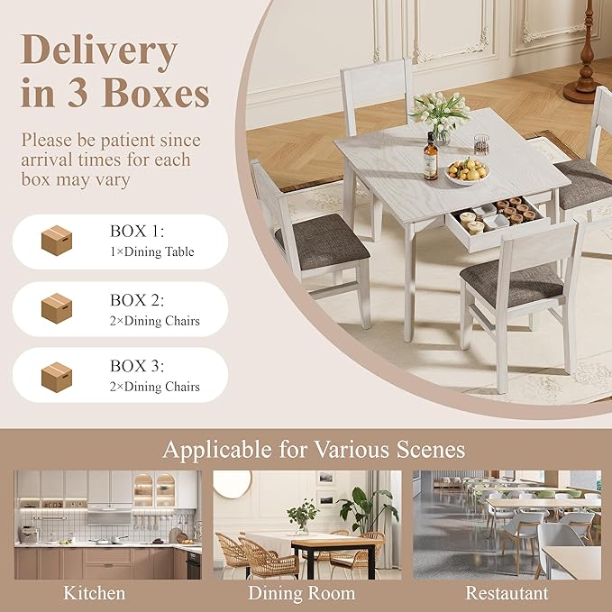 5-Piece Square Dining Table Set - Image 8