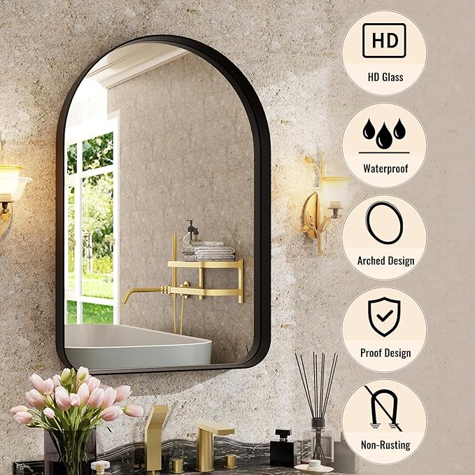 30"x20" Arched Bathroom Mirror - Image 4