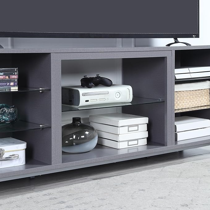 Manhattan Comfort Brighton 60" TV 7 Shelves, Tempered Glass Dividers and Media - Image 4