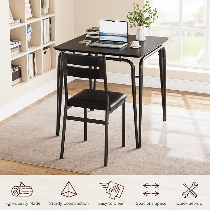 Dining Table Set for 2, Space-Saving Square 3-Piece Dinette - Image 6