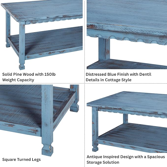 Rustic Rectangular Coffee Table, 42 in. W x 24 in. D x 18 in. H, Living Room - Image 5