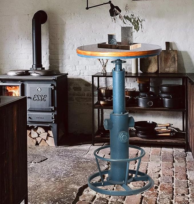 Topower Industrial Bar Table 38.58-48.43" Adjustable Pub Table Kitchen Dining by Topower