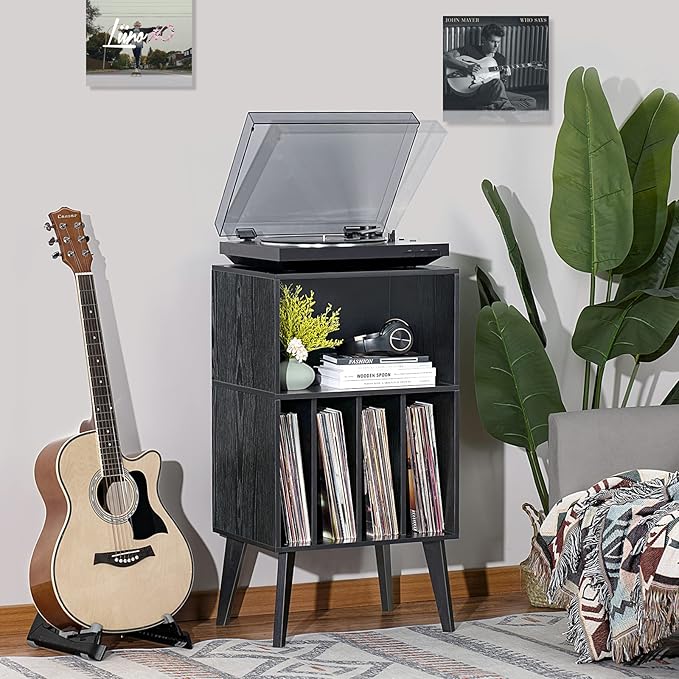 Lerliuo Record Player Stand, Mid-Century Vinyl Storage Cabinet Table - Image 9