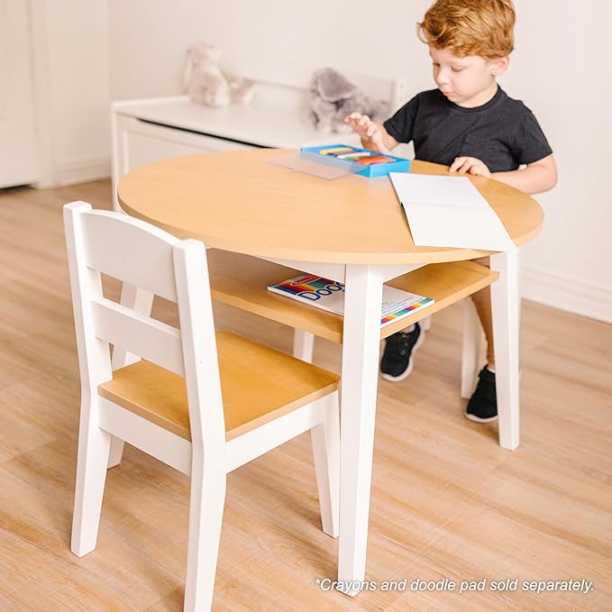 Melissa & Doug Wooden Round Table and 2 Chairs Set – Kids Furniture - Image 3