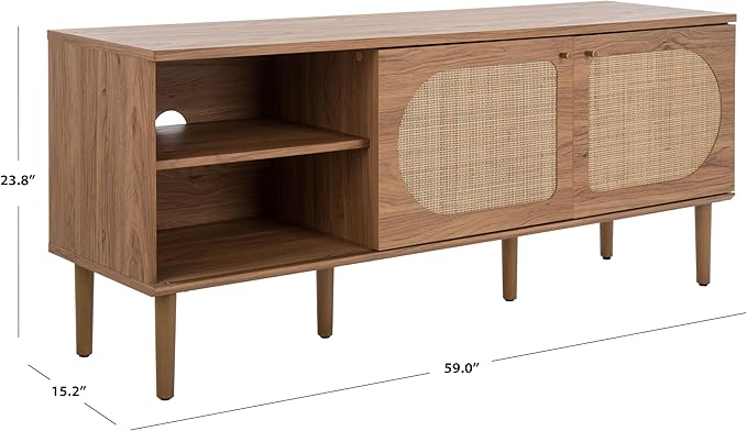 SAFAVIEH Claude TV Stand for up to 65" Flatscreen – Oak, 2 Sliding Doors - Image 2