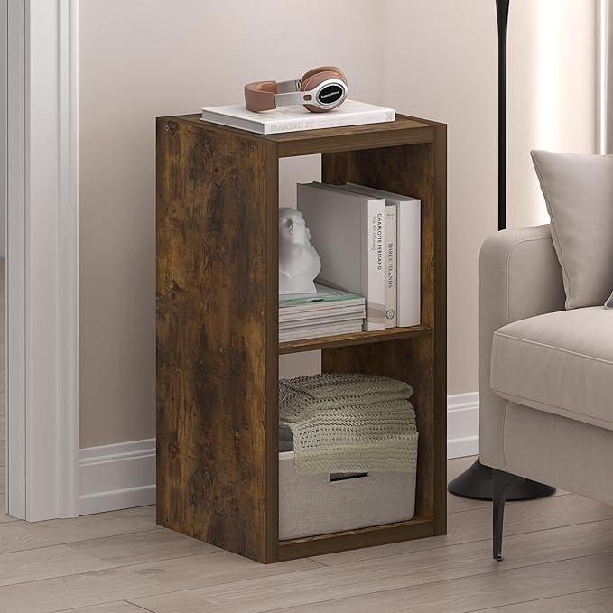 Furinno Cubicle Open Back Decorative Cube Storage Organizer, Amber Pine - Image 2