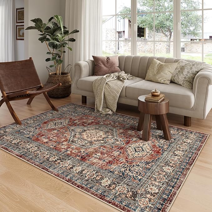 Lahome Oriental Washable Rugs for Living Room, 5x7 Area Rugs for Bedroom - Image 4