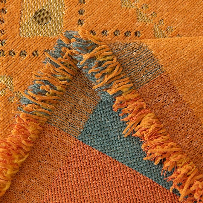 STACYPIK Orange Jacquard Sofa Cover - Image 4