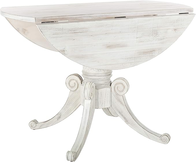 Safavieh Home Forest Traditional Antique White Drop Leaf Dining Table - Image 7