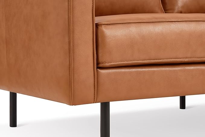 Valencia Varese 90" Full Leather Couch Cognac Tan Brown- Italian Nappa Leather - Image 8
