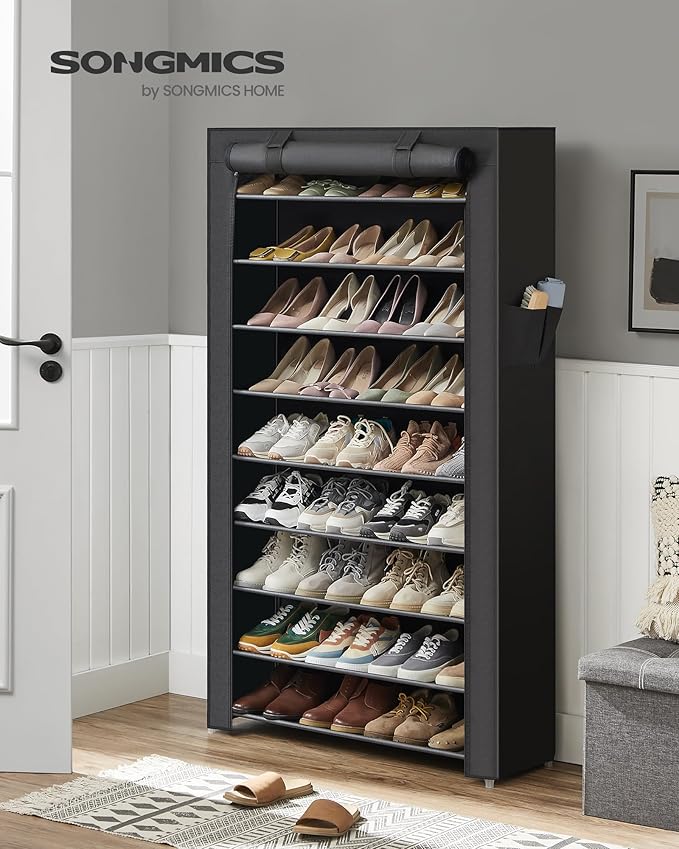 SONGMICS Shoe Rack with Non-Woven Fabric Cover, 9 Tier Storage Shelf - Image 2