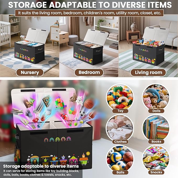 80L Large Toy Storage Box with Lid, Large Toy Box Chest Kids, Girls and Boys - Image 5