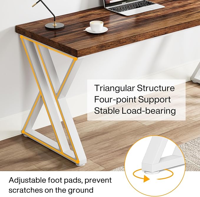 Tribesigns Modern Walnut/White 55" Heavy Duty Computer Desk, Study & Work Desk - Image 5