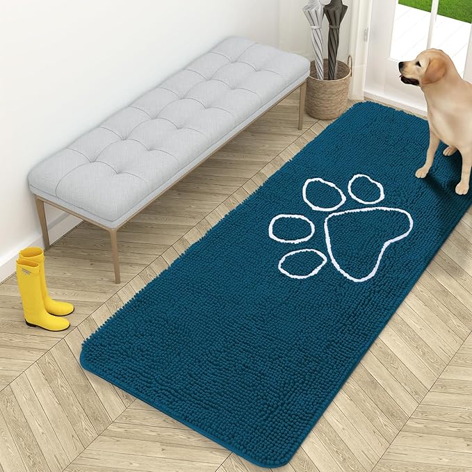 OLANLY Door Mat for Muddy Dog Paws 59x24, Absorbent Chenille Mud Doormat by OLANLY