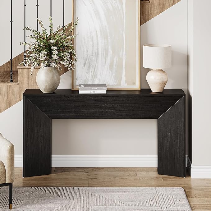 LITTLE TREE Console Table for Entryway, 63 Inches Extra Long Black Wooden Sofa - Image 4