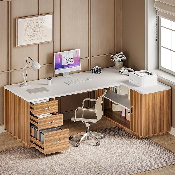 LITTLE TREE 87-Inch Modern Executive Desk - Image 4