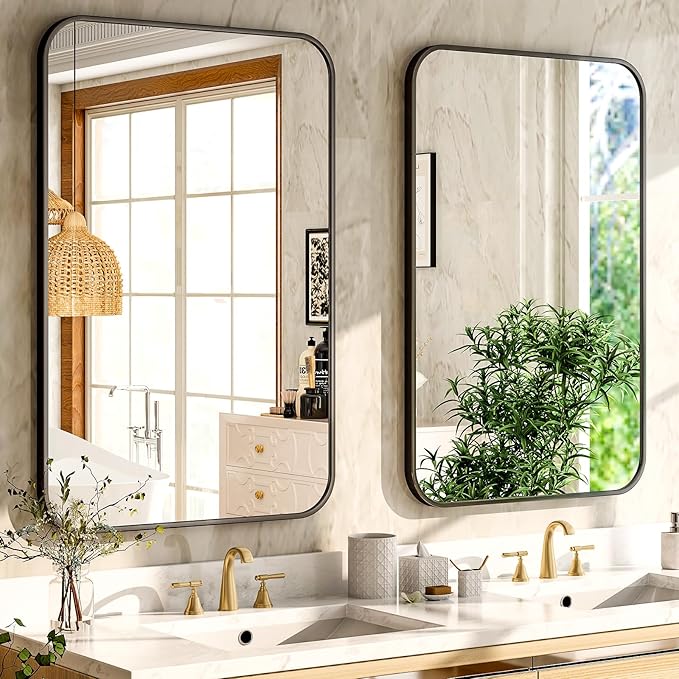 26 x 38 Inch Bathroom Mirror, Rounded Rectangular Vanity Mirror - Image 4