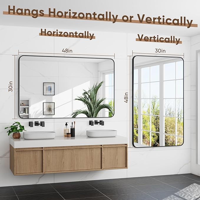 Bathroom Mirror 48" x 30", Large Rectangle Wall Mirror, Entryway Decor - Image 6