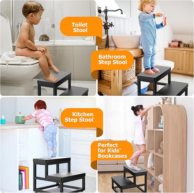 Step Stools for Adults Kids, Heavy Duty Stepping Stools Wooden Bed Step Stools - Image 6