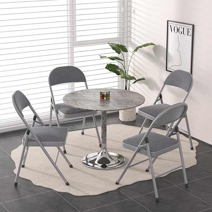 VECELO Padded Folding Chairs 4 Pack, Comfortable Cushioned Seat & Backrest - Image 2