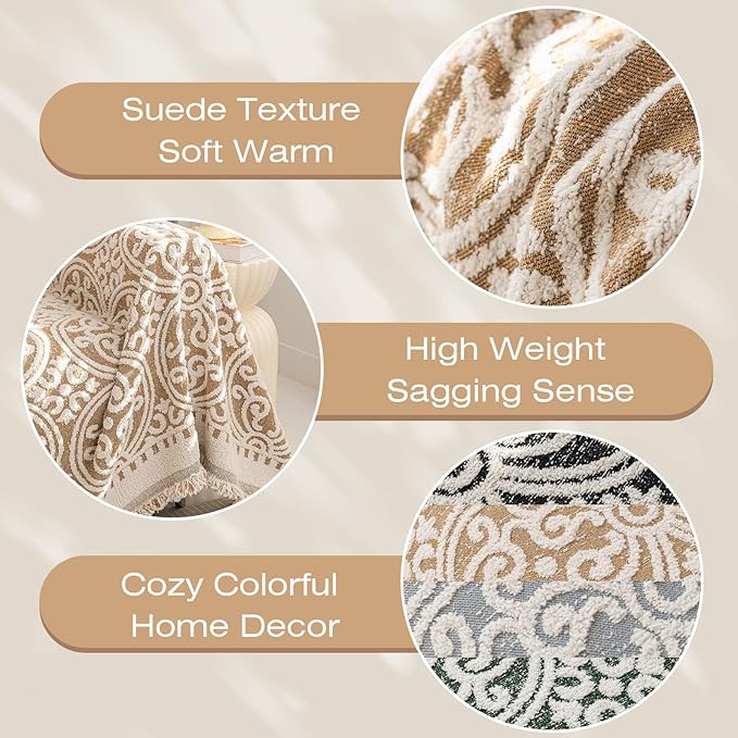 STACYPIK Modern Khaki Jacquard Couch Cover French Style L-Shape Sofa Protector - Image 3