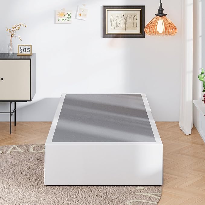 16 Inch Twin Bed Frames with White Skirt Cover, Metal Twin Size Bed Frame with - Image 6