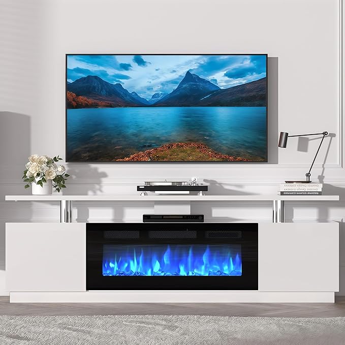 70" Fireplace TV Stand for TVs Up to 80", Entertainment Center by Hipicute
