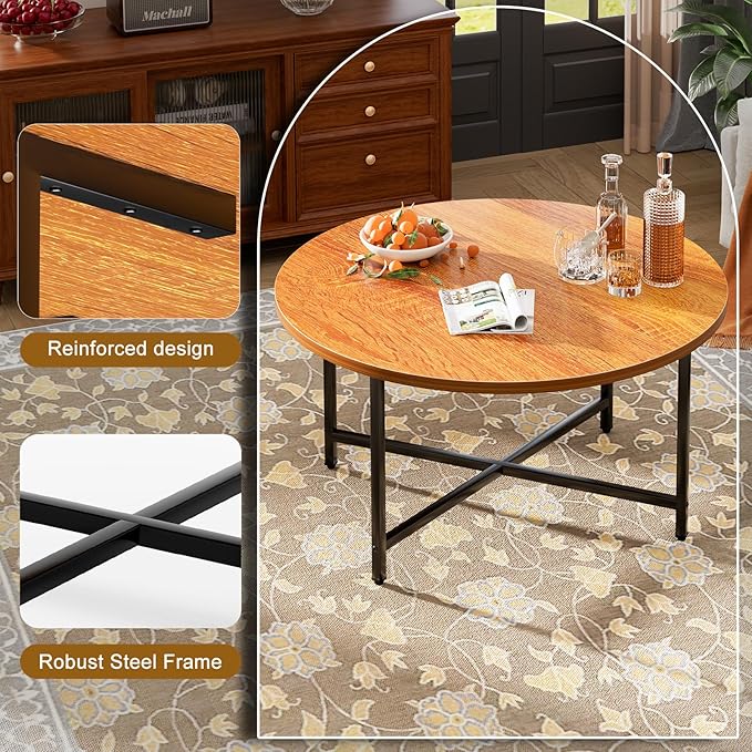Round Coffee Table, 31.5" Circle Coffee Table，Modern Round Coffee Tables Living - Image 4