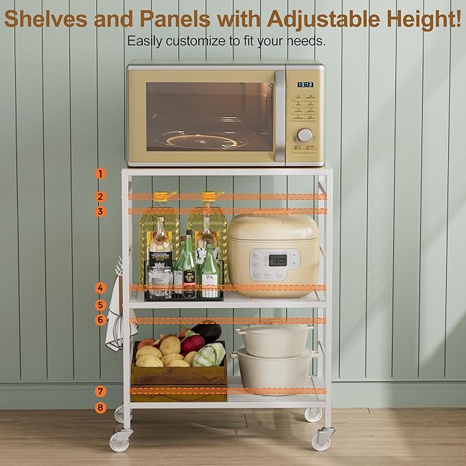 3-Tier Kitchen Cart with Adjustable Shelves - Image 3